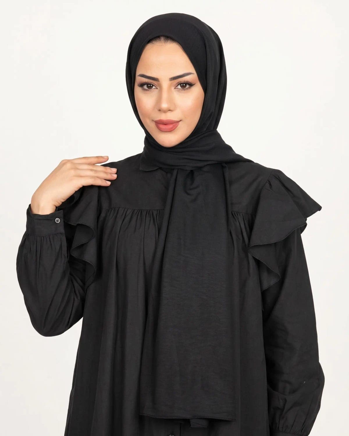 Hijab d'été Noir Ivoire — voile classique et intemporel